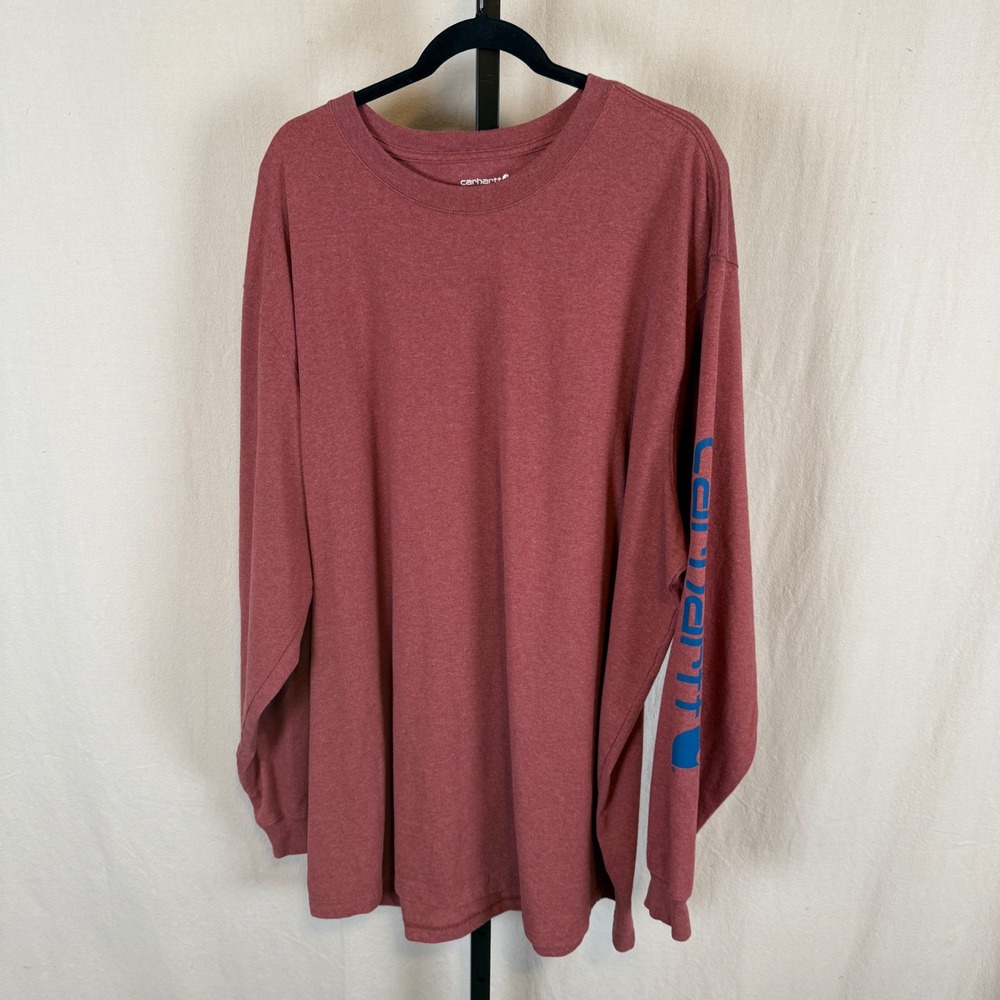 Carhartt Mens 3XL Tall Loose Fit Long Sleeve Graphic Logo T-Shirt Red TK0231-M